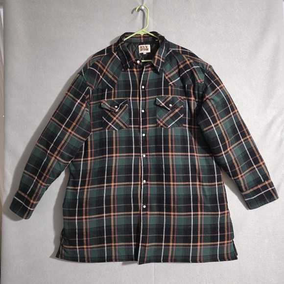 Ely Cattleman Other - Ely Cattleman Mens Western Plaid Quilted Flannel Shacket Snap Button Size XXL